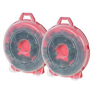 lot 4797 image: IRIS USA 24 Wreath Storage Container With Latches and Handle, 2-Pack, For Christmas GarlandWreath, Christmas Decorations, Heavy Duty, Portable, High Protection, and Space Saving Storage, ClearRed