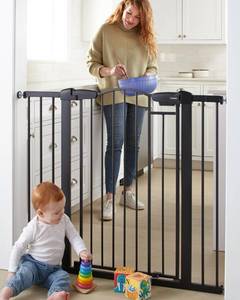 lot 4799 image: Cumbor 29.7-46 Wide Extra Tall Safety Dog and Baby Gate, 36 Tall Pressure Mounted Auto Closed Pet Gate for Stairs,Doorway, Easy Walk Thru Child Gate for The House, Black, Moms Choice Awards Winner