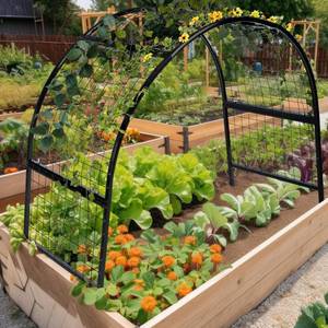 lot 4808 image: Newtay Arch Trellis for Planter Box Garden Wide Arbor Trellis Metal Arbor for Climbing Plants, Vegetables and Flowers Decorative Outdoor(6 x 2 x 4 ft)