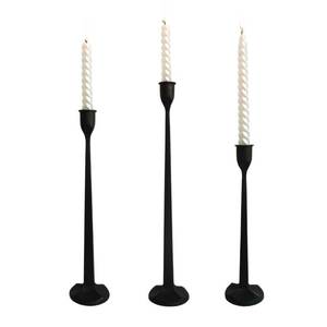 lot 4811 image: Iron Taper Candle Holder - Decorative Candle Stand - Candlestick Holder for Wedding, Dinning, Party, Set 3 (Black)
