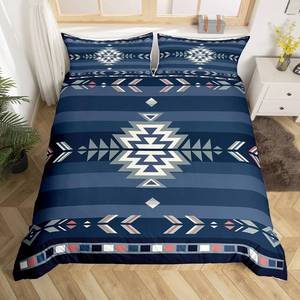 lot 4849 image: Feelyou Queen Size Southwest Native Design Duvet Cover Southwestern Geometric Bedding Set for Kids Ultra Soft Tribal Comforter Cover Set Blue Bedspread Cover Room Decor Bedclothes Zipper