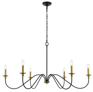 lot 3451 image: Living District Rohan Hanging Brass Chandler D48in x H25in x E12 x 6 Retail&nbsp$188.00