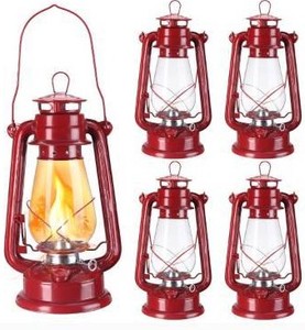 lot 3462 image: 4 Pieces Oil Lamp 12 Inch Hurricane Lantern Kerosene Lamp Oil Lantern Fuel Camping Lanterns Burning Lantern Metal Hanging Lantern with Wick for Indoor Party Decorations Home Camping Hiking (Red)
