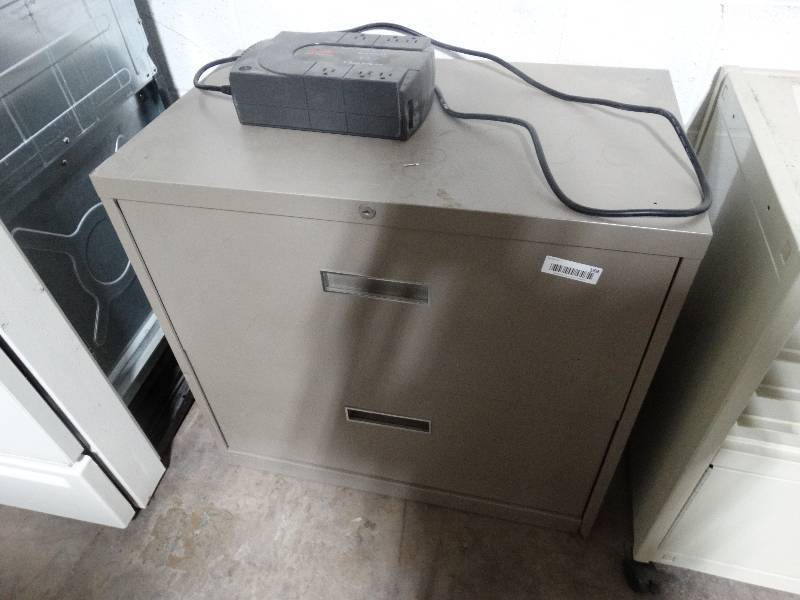 lot 169 image: 2 drawer lateral file cabinet & APC battery back up