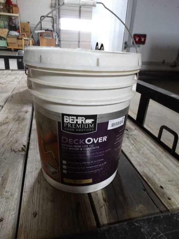 lot 204 image: Behr premium deck over paint- Unopened 5 gallon bucket