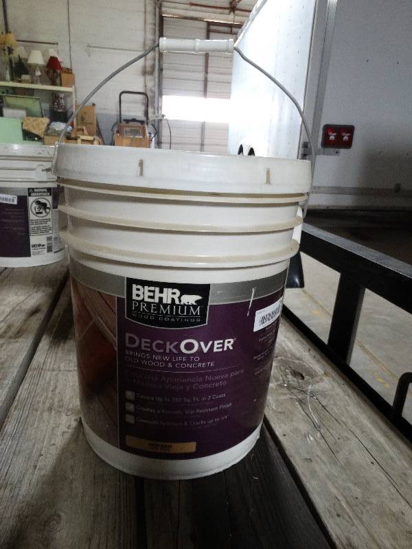 lot 206 image: Behr premium deck over paint- Unopened 5 gallon bucket