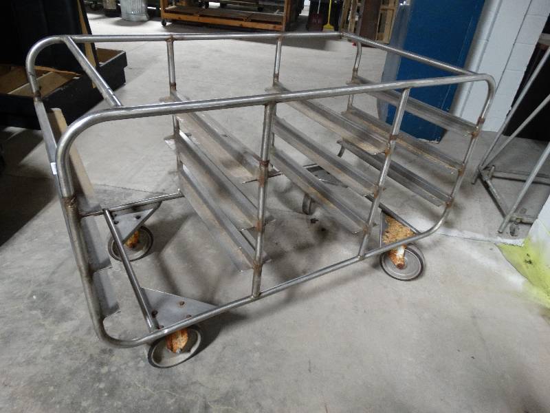 lot 229 image: Stainless steel cart on wheels.