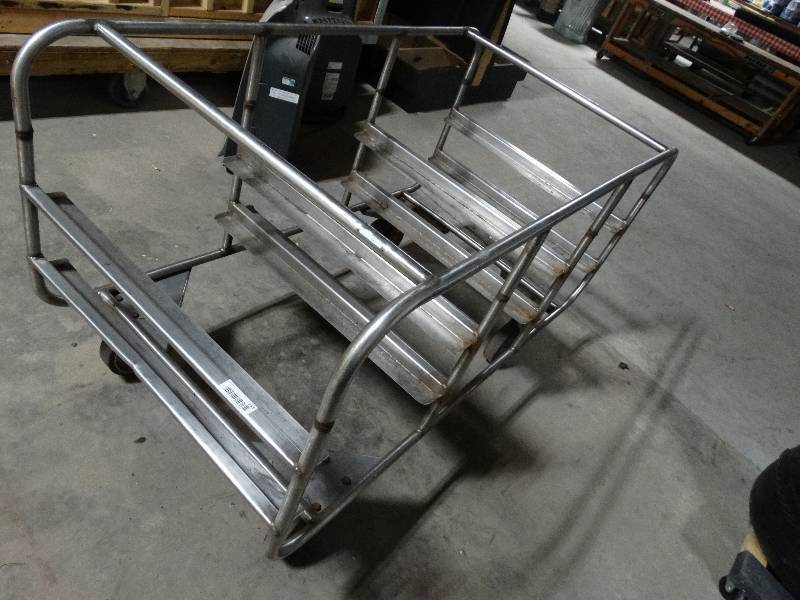 lot 233 image: Stainless steel cart on wheels.