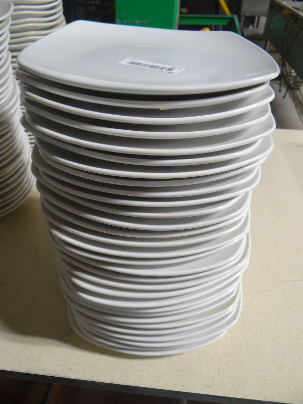 lot 372 image: 30 round edge square dinner plates