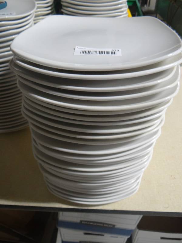 lot 373 image: 30 round edge square dinner plates