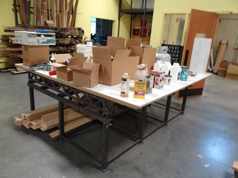 lot 5574 image: 73 X 96 Heavy Metal Shop Table