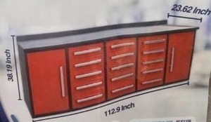 lot 57 image: UNUSED Steelman Red 10 Foot Stainless Steel Workbench  Tool Chest