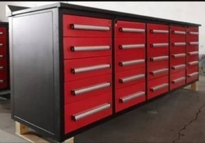 lot 58 image: UNUSED Steelman Red 10 Foot Stainless Steel Workbench  Tool Chest