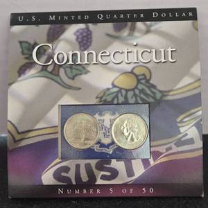 lot 44123 image: U.S. Minted Quarter Dollar CONNECTICUT Number 5 of 50