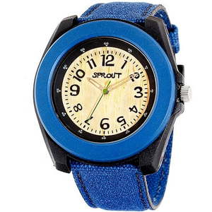 lot 44167 image: Sprout Eco-Friendly Corn Resin and Blue Organic Cotton Strap Watch