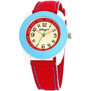 lot 44168 image: Eco-Friendly Corn Resin and Red Organic Cotton Strap Watch, Mid-Size