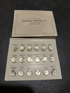 lot 44403 image: The Franklin Mint Mini Sterling Silver Presidential Coins From George Washington to Richard Nixon