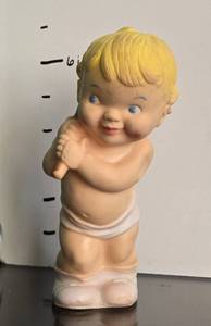 lot 44470 image: Vintage Babyworld  Baby World Inc Rubber Squeaky Doll Toy Boy Holding a Golf Club - 7 tall