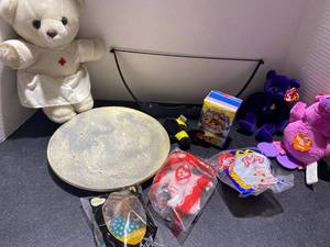 lot 44521 image: Ty Beanies, Nurse Bear, Nugget Buddies, Bow, Moon Light