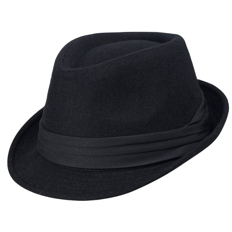 Womens Mens Classic Felt Trilby Hat Short Brim Fedora Hat Black Manhattan Gangster Jazz Hat for unisex