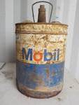 Antique Mobile metal 5gal oil can with pegasus on the side