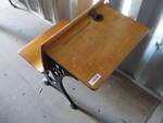 Antique school desk nice with fold up seat and ink well