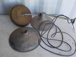 3 Antique industrial light fixtures 1 is porcilin 2 are metal
