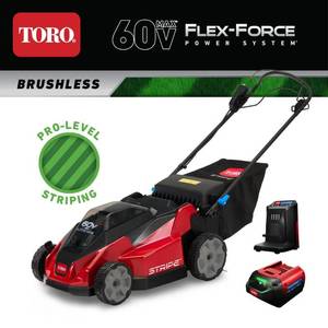 lot 54009 image: Toro 60V MAX 21 in. Stripe Self-Propelled Mower - 5.0 Ah BatteryCharger Included - Retail $705.29