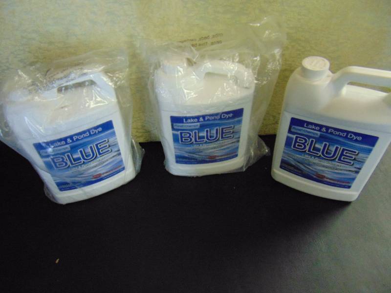 lot 4243 image: (3) Gallons Pond Champs Lake and Pond Dye, Blue Colorant
