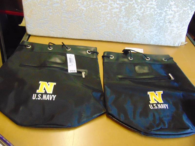 lot 4285 image: (2) ct. lot US Navy reinforced bottom, drawstring tote bag