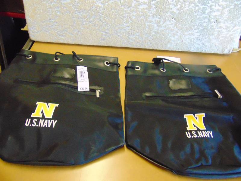 lot 4286 image: (2) ct. lot US Navy reinforced bottom, drawstring tote bag