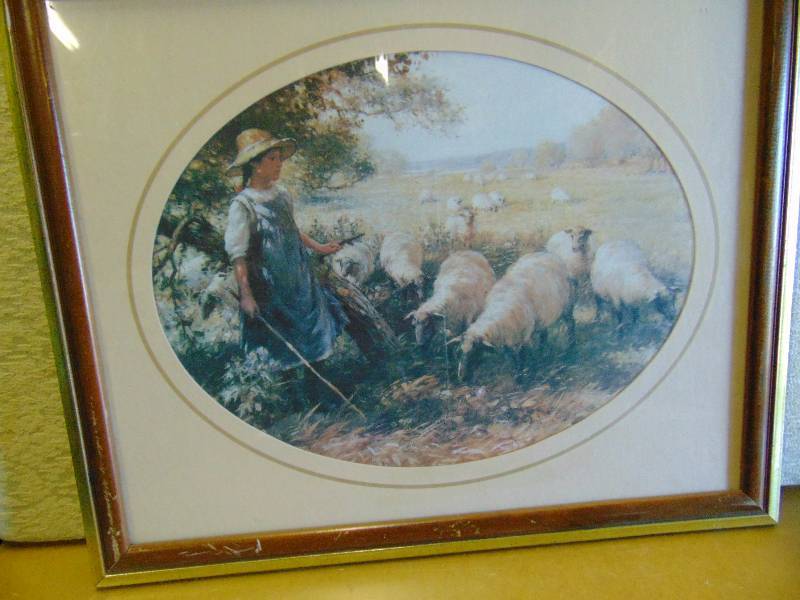 lot 4319 image: Framed and Matted pastoral scene, unknown artist, 24 x 20