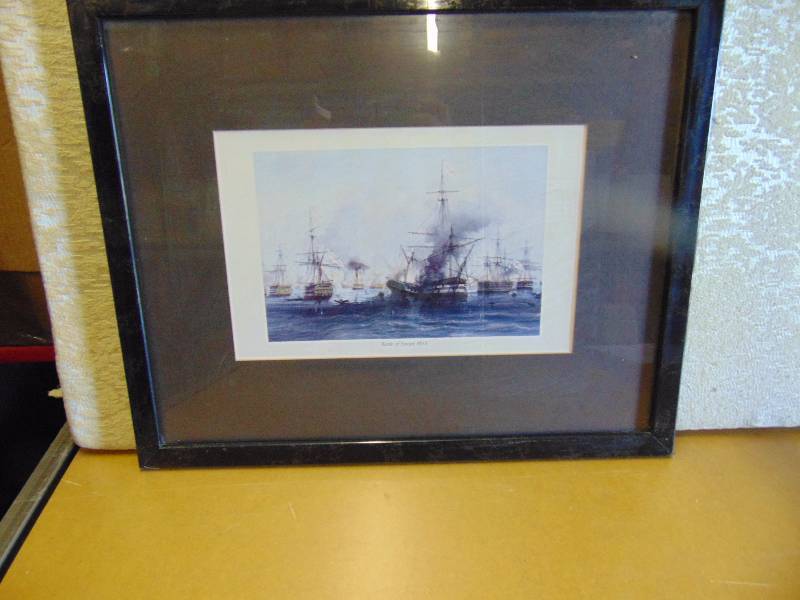 lot 4320 image: Framed matted Print Battle of Sinope 1853, 21-12 x 17-12