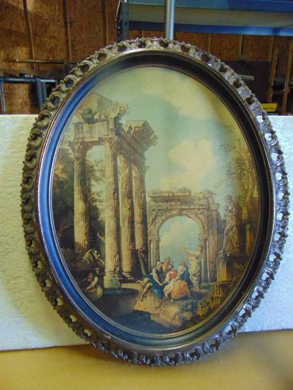 lot 4321 image: Turner Wall Accessory Roman Ruins, unknown artist, Oval approx 33 x 27