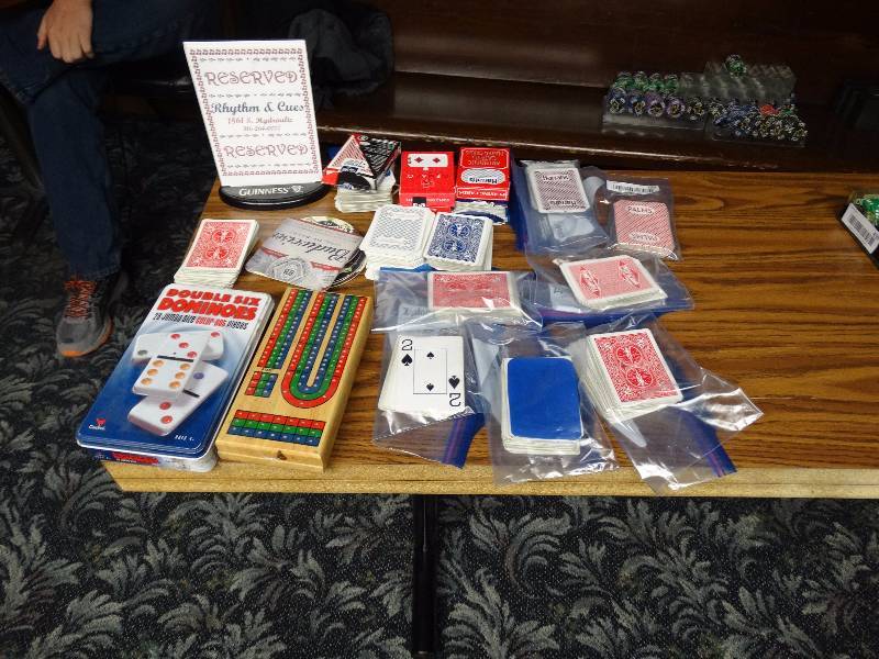 lot 438 image: Lot of cards, dominos, coasters, sign holder and ect.