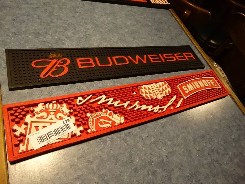 lot 678 image: Smirnoff bar mat & Budweiser bar mat