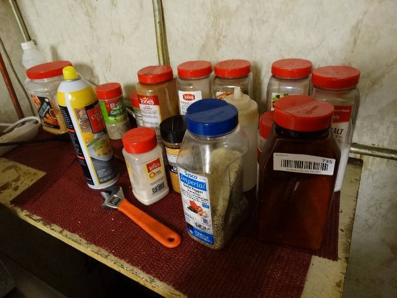 lot 735 image: Lot of various spices & seasonings.