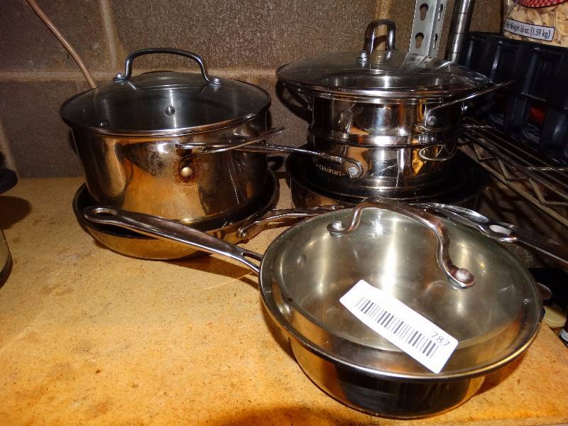 lot 787 image: 7pc Cuisinart pots & pans.