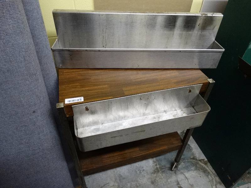 lot 937 image: Cart on wheels w 2 stainless steel speed rails