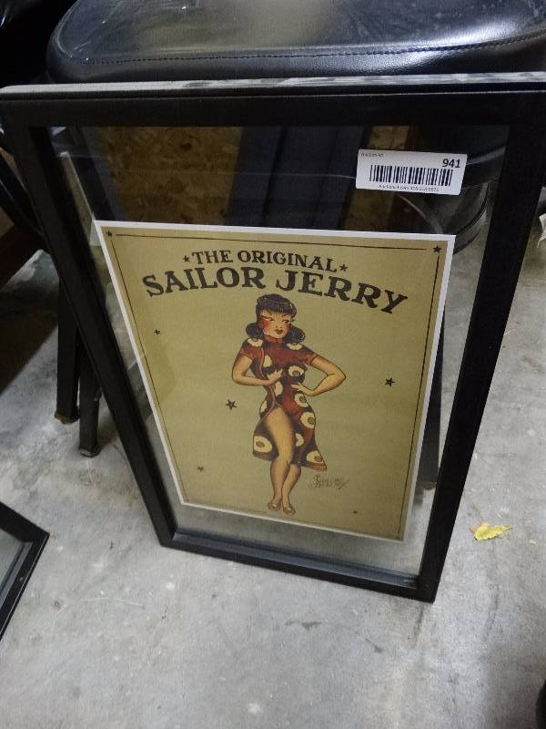 lot 941 image: Framed Sailor Jerry ad