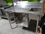 Stainless steel prep table.