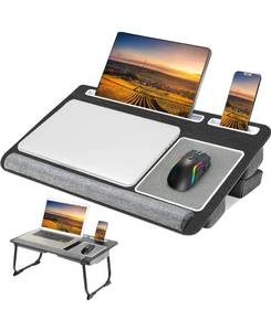 lot 60960 image: Laptop Lap Desk,Portable Laptop Desk for Bed,Foldable Large Lap Desk with Cushion - Fits up to 17 inch Laptop,Bed Tray Table with Mouse Pad,Laptop Stand with Wrist Rest,Tablet & Phone Holder