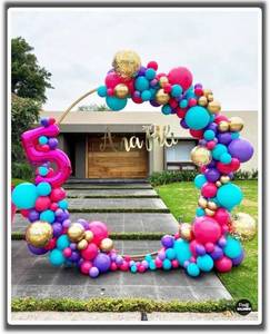 lot 60971 image: LANGXUN Large Size Metal Round Balloon Arch kit Decoration, for Wedding Birthday Party Decoration, Graduation Decorations and Baby Shower Photo Background