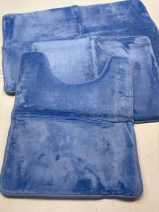 lot 60979 image: Bathroom Rugs Sets of 3 Piece, Velvet Memory Foam Bath Mat - Non-Slip and Super Soft Bathroom Rug (Royal Blue)