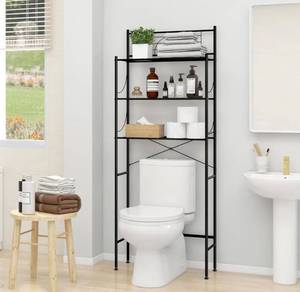lot 60982 image: MallBoo Over The Toilet Storage Rack,Metal 3-Tier Over Toilet Organizer Shelf,Freestanding Above Toilet Shelf for Bathroom, Laundry(Black)