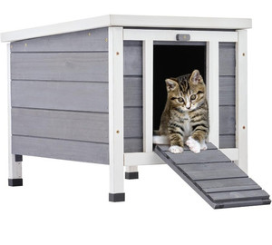 lot 60990 image: CO-Z Outdoor Cat House, Weatherproof Rabbit Hutch Hideout Indoor Bunny Cage, Wooden Outside Shelter for Feral Cats, Rabbits, Chicken, Small Animal, Ideal for Guinea Pigs