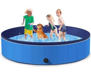 lot 60993 image: Dog Pool for Large Dogs 71X12 Foldable Pet Swimming Pool Plastic Kiddie Pool XXXL Portable Dog Bathtubs