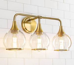 lot 60995 image: Gold Bathroom Vanity Light 3-Lights Bathroom Light Fixtures Over Mirror with Clear Glass Shade 22.4 inch Wall Sconce Lighting Bath(Exclude E26 Bulb)