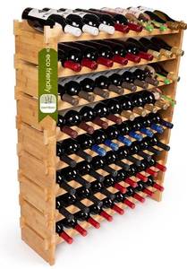 lot 60996 image: DECOMIL - 72 Bottle Stackable Modular Wine Rack Wine Storage Rack Solid Bamboo Wine Holder Display Shelves, Wobble-Free (Eight-Tier, 72 Bottle Capacity)