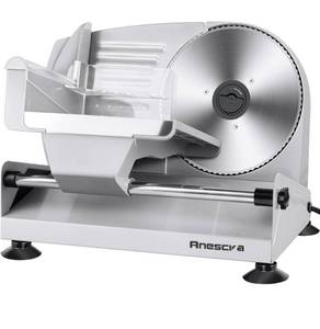 lot 60999 image: Meat Slicer, Anescra 200W Electric Deli Food Slicer with Removable 7.5���� Stainless Steel Blade and Food Carriage, 0-15mm Adjustable Thickness Meat Slicer for Home, Food Slicer Machine